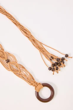 Beaded Macrame Belt Brown