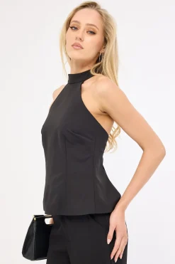 Beck Buckle Halter Top Black