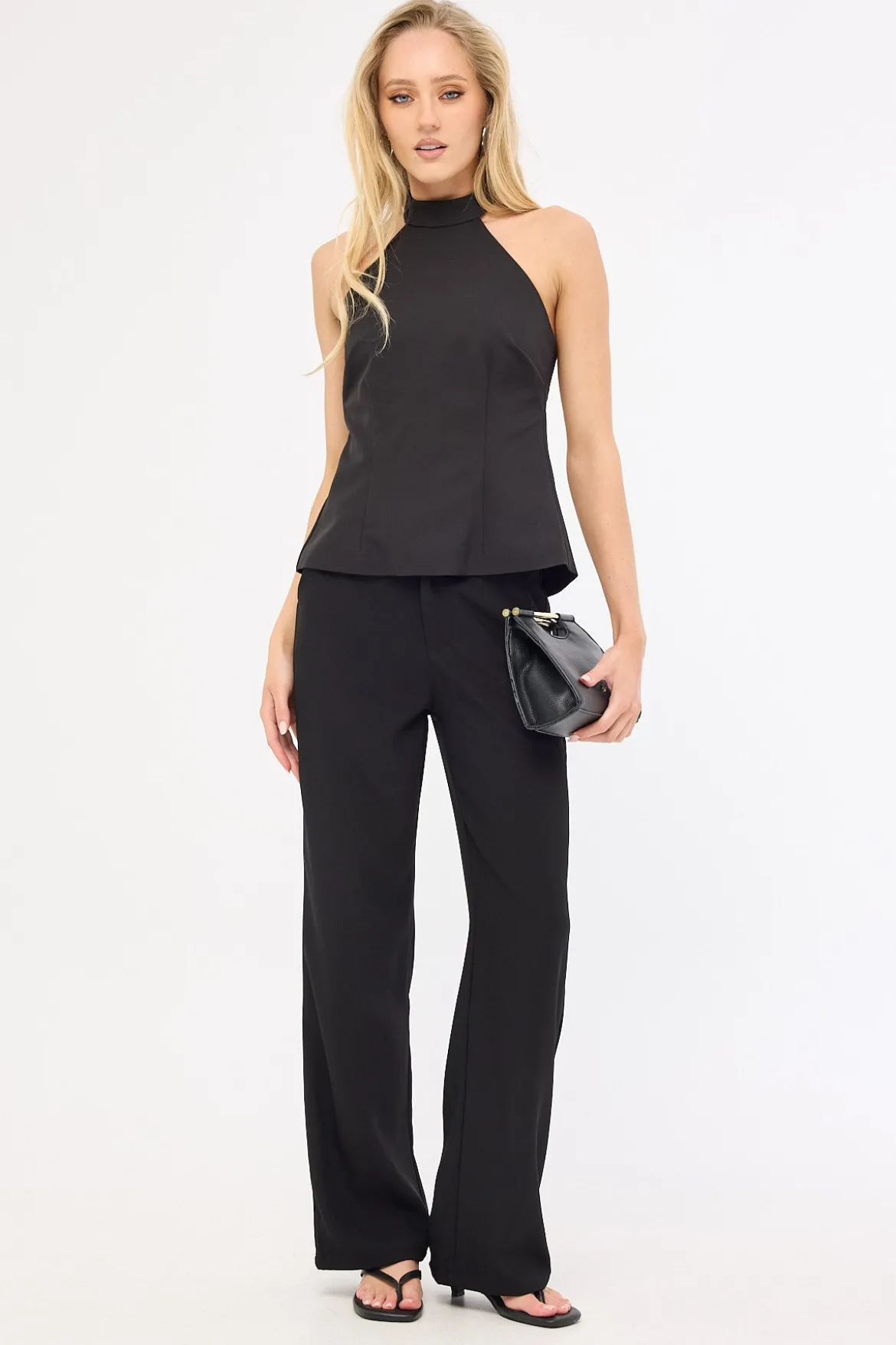 Beck Buckle Halter Top Black