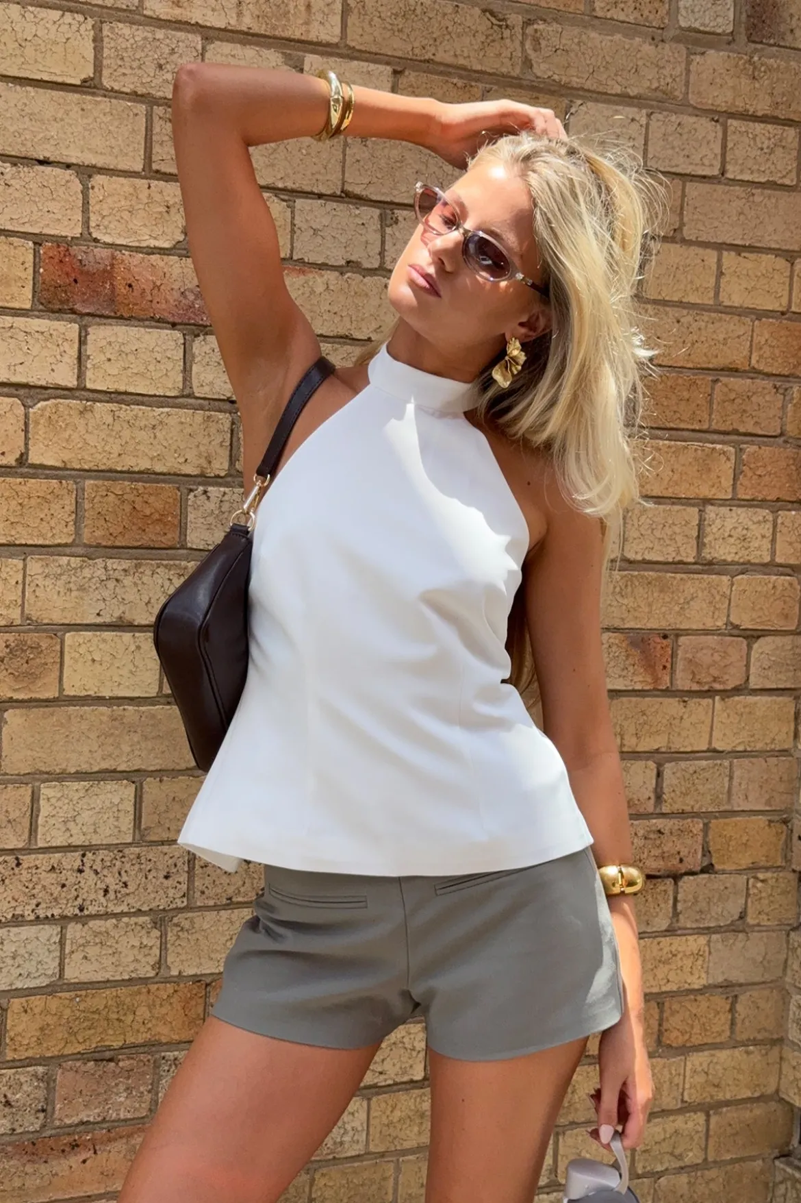 Beck Buckle Halter Top Off White