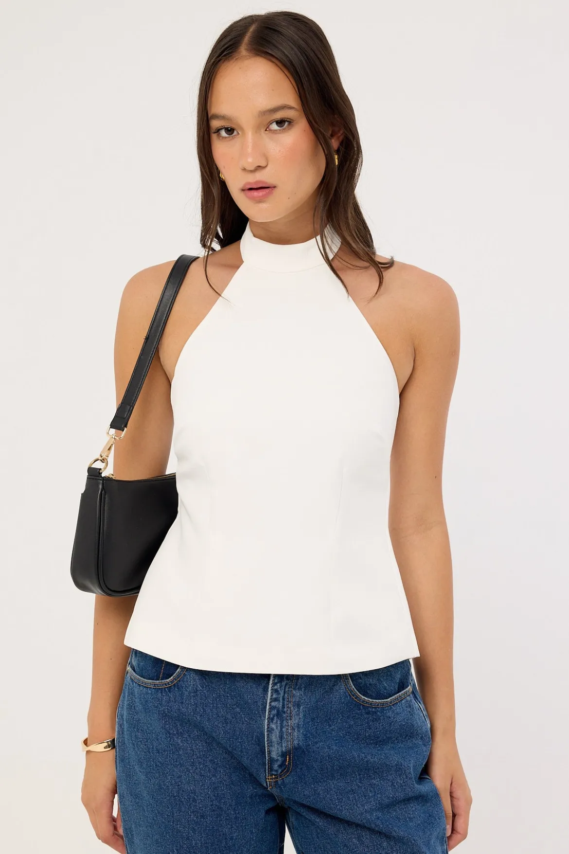 Beck Buckle Halter Top Off White
