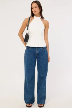 Beck Buckle Halter Top Off White