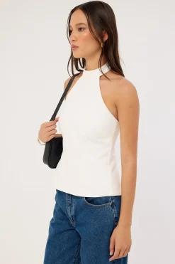 Beck Buckle Halter Top Off White