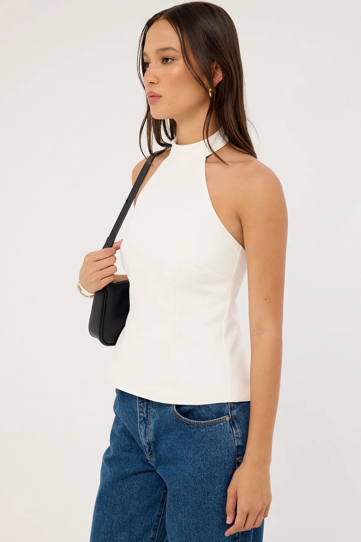Beck Buckle Halter Top Off White