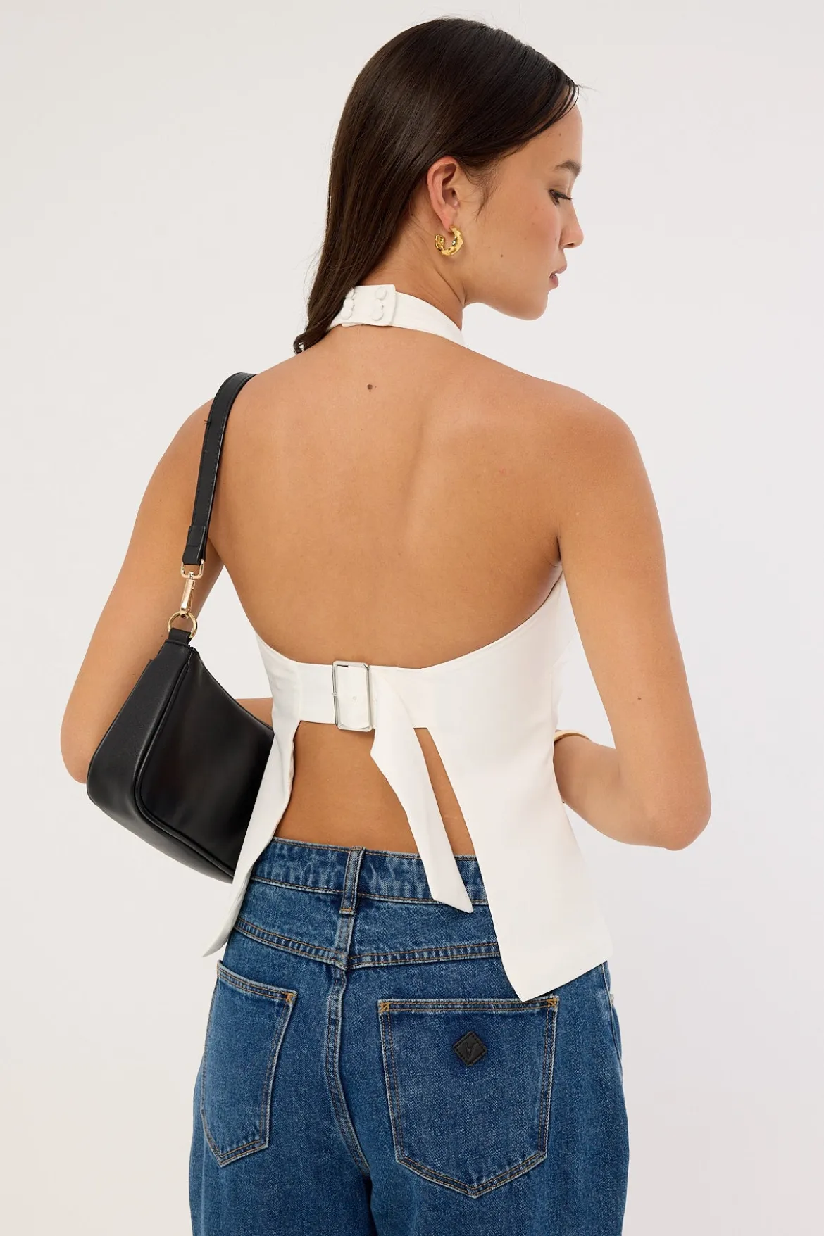 Beck Buckle Halter Top Off White