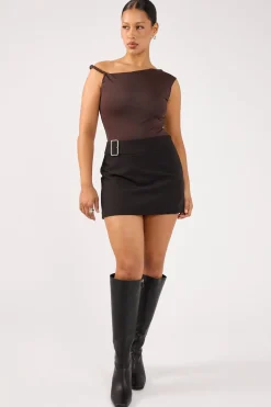 Beck Buckle Mini Skirt Black
