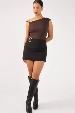 Beck Buckle Mini Skirt Black