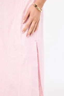 Belle Lace Up Back Maxi Dress Pink