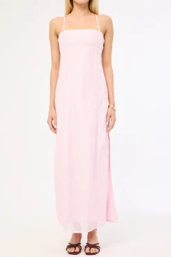 Belle Lace Up Back Maxi Dress Pink