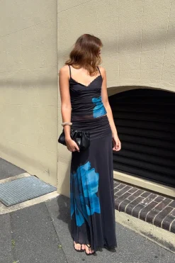Belle Maxi Skirt Blue Print