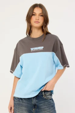 Belter Panelled Box Fit Tee Willow Blue