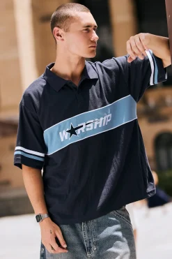 Belter Short Sleeve Golf Polo Blue Depths