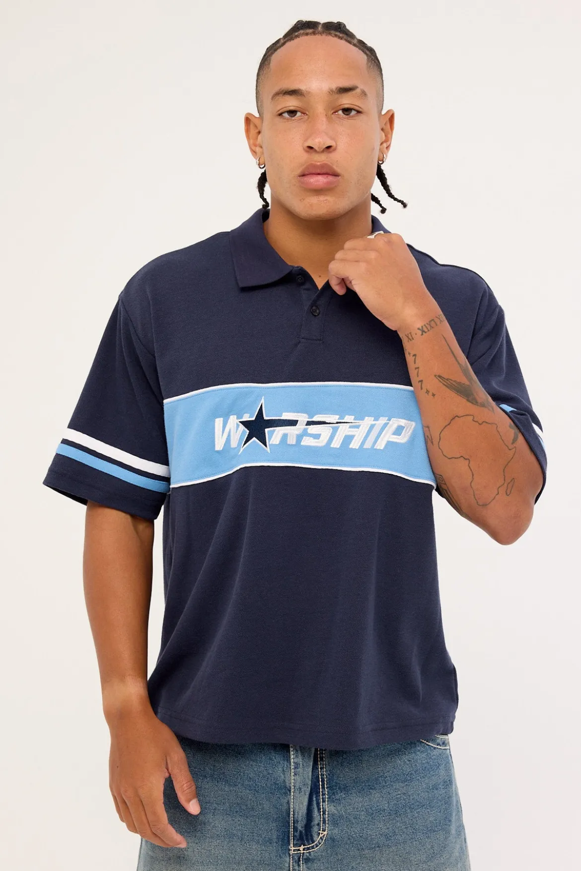 Belter Short Sleeve Golf Polo Blue Depths
