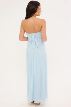 Benny Mesh Strapless Maxi Dress Blue