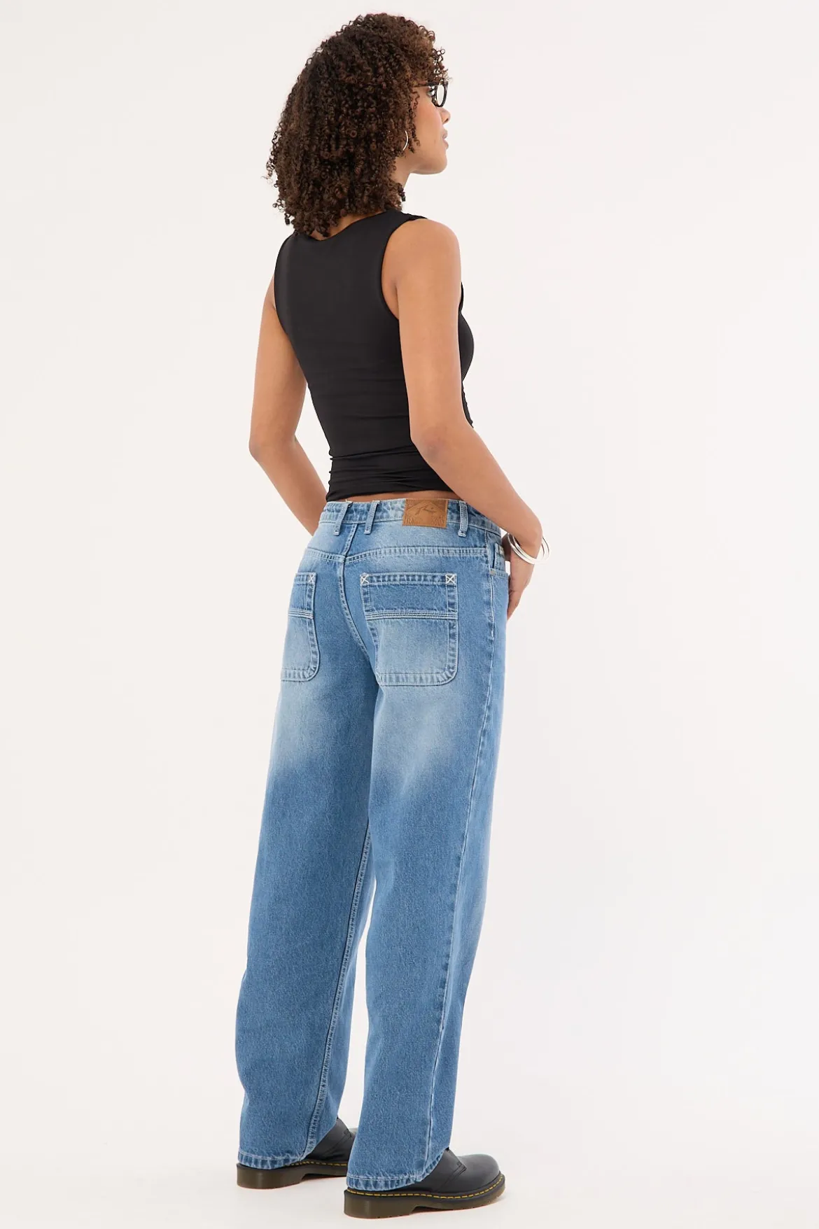 Bethany Baggy Low Rise Jean Blasted Middy Blue