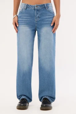 Bethany Baggy Low Rise Jean Blasted Middy Blue