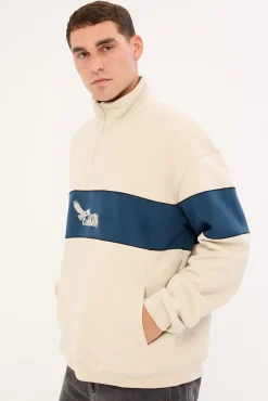Between Chaos Calm Quarter Zip Fleece Oatmeal