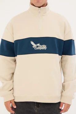 Between Chaos Calm Quarter Zip Fleece Oatmeal