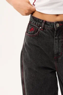 Big Baggy Jean Black Rinse Purple Stitch