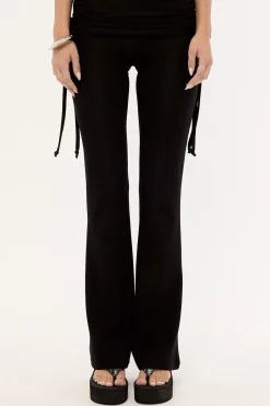 Billie Fold Over Rib Pant Black
