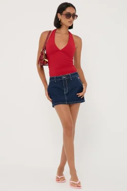 Billie Low Rise Denim Mini Skirt Indigo