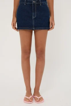 Billie Low Rise Denim Mini Skirt Indigo