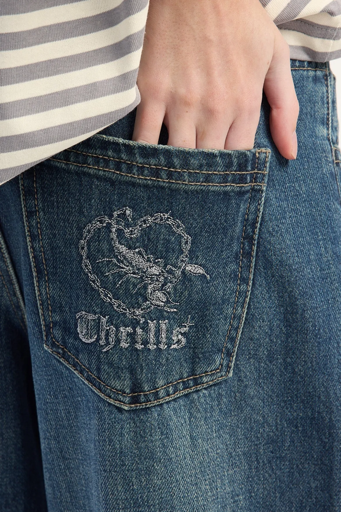 Billie Low Rise Killer Baggy Jean Teal Blue Used