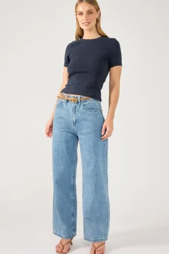 Bind Cap Sleeve Tee Navy