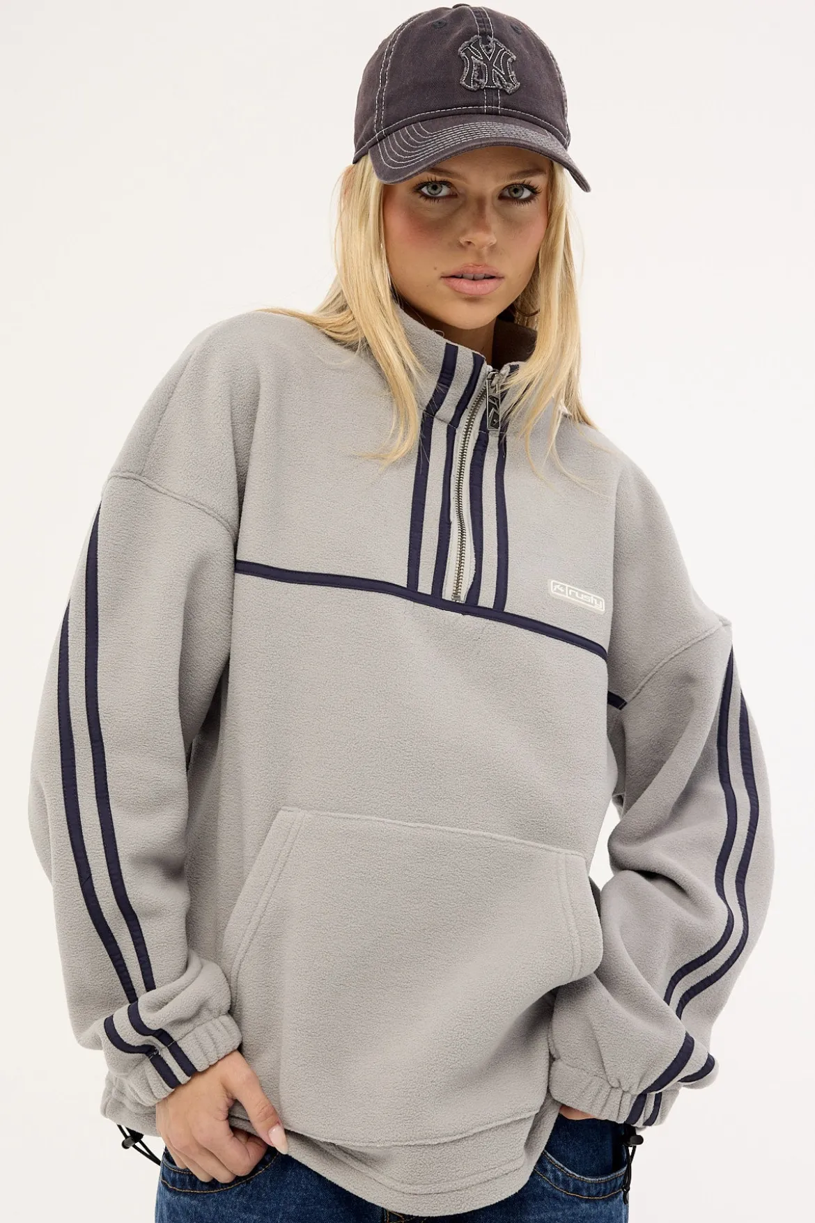 Bind Me Up Contrast Polar Fleece Grey/Navy