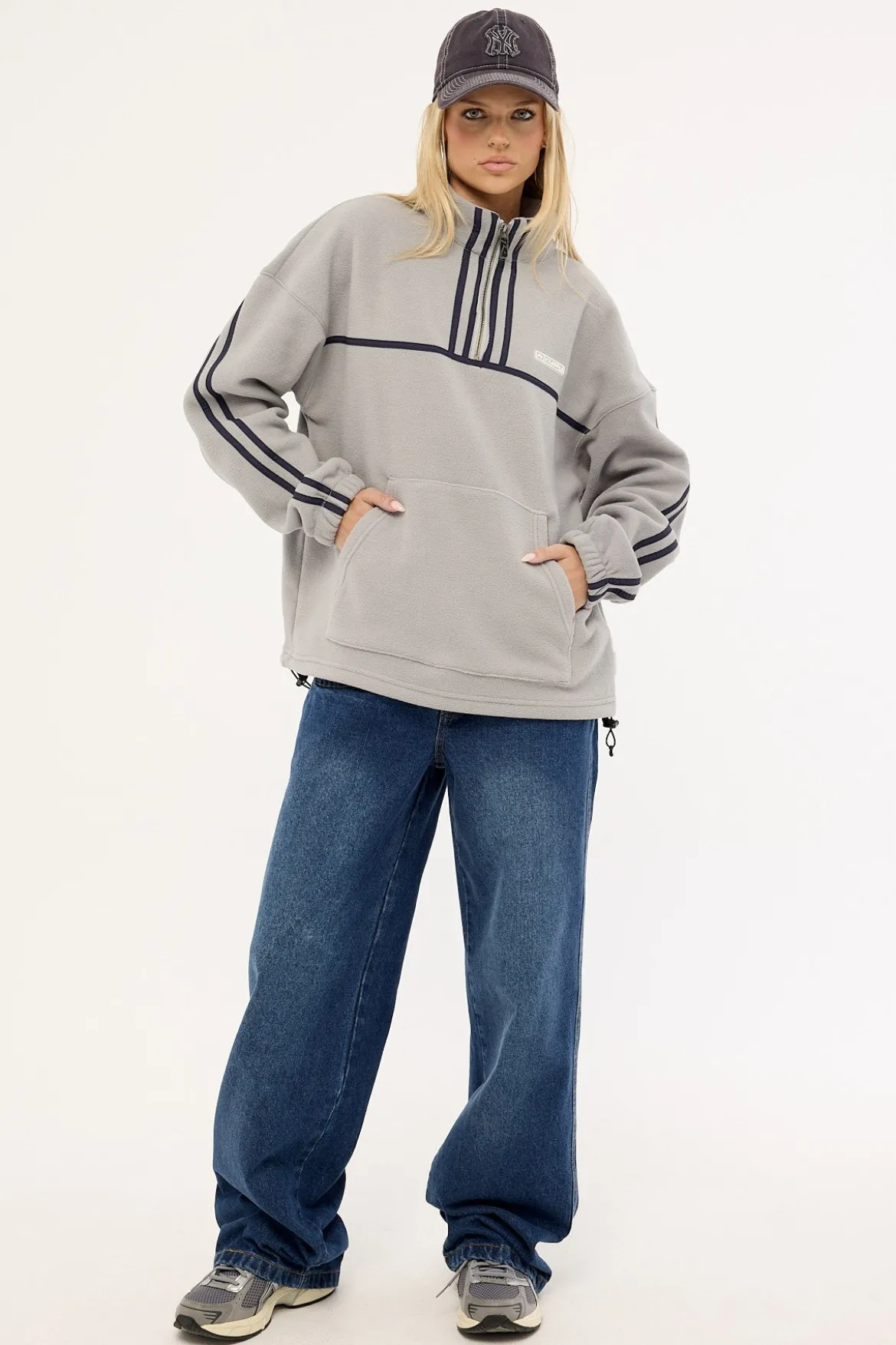 Bind Me Up Contrast Polar Fleece Grey/Navy