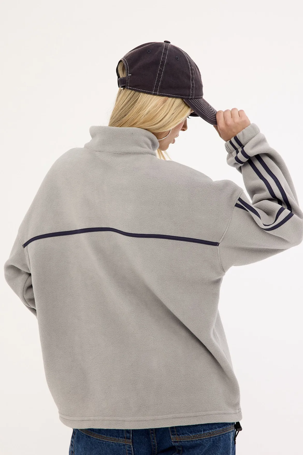 Bind Me Up Contrast Polar Fleece Grey/Navy
