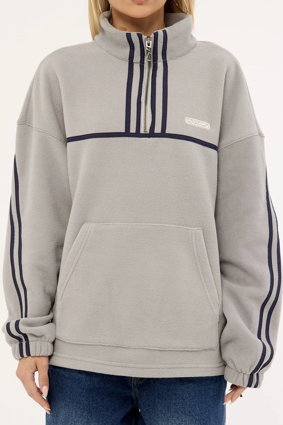 Bind Me Up Contrast Polar Fleece Grey/Navy