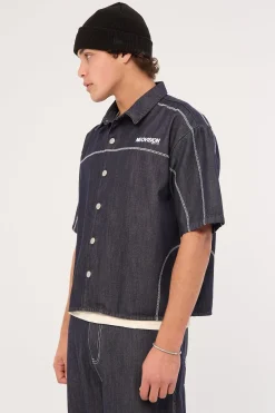 Bitrate Oversize Cropped Shirt Raw Indigo