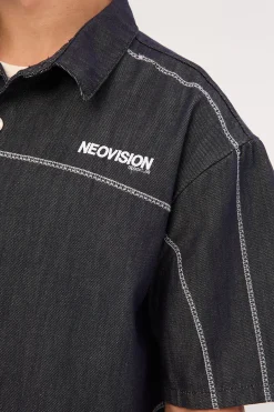 Bitrate Oversize Cropped Shirt Raw Indigo