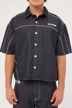 Bitrate Oversize Cropped Shirt Raw Indigo