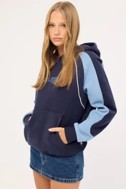 Black Splice Oversized Hooded Fleece Navy/Blue