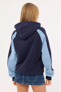 Black Splice Oversized Hooded Fleece Navy/Blue