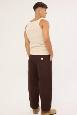 Blanco Canvas Pleated Tailored Trouser Brown
