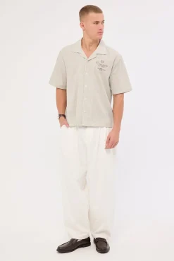 Blanco Linen Pleated Tailored Trouser Off White