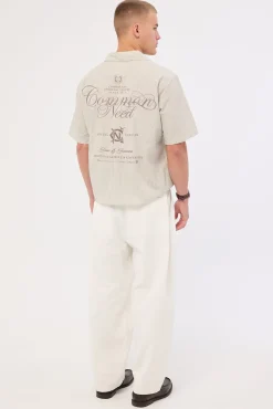 Blanco Linen Pleated Tailored Trouser Off White