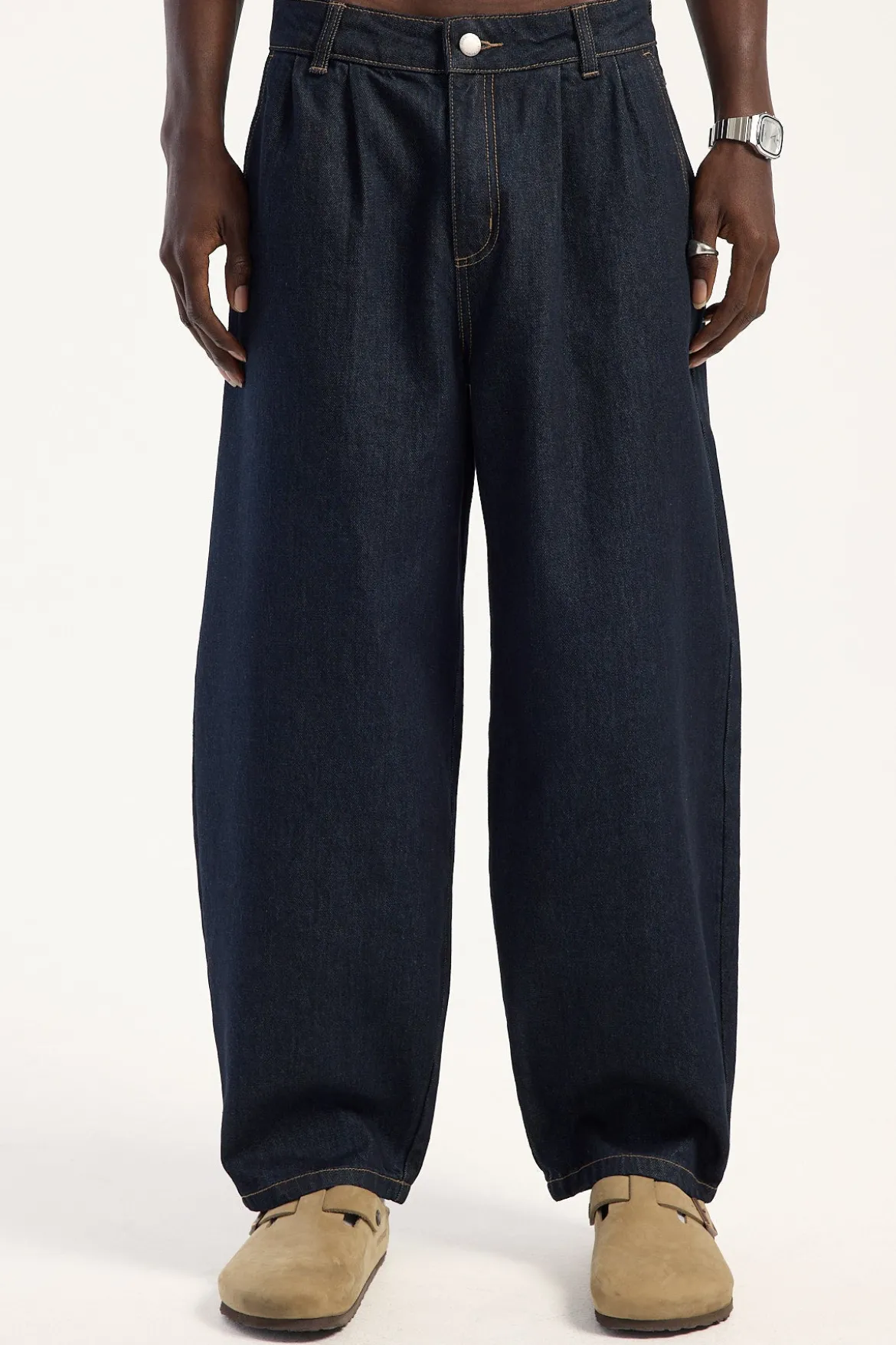 Blanco Pleated Baggy Jean Raw Indigo