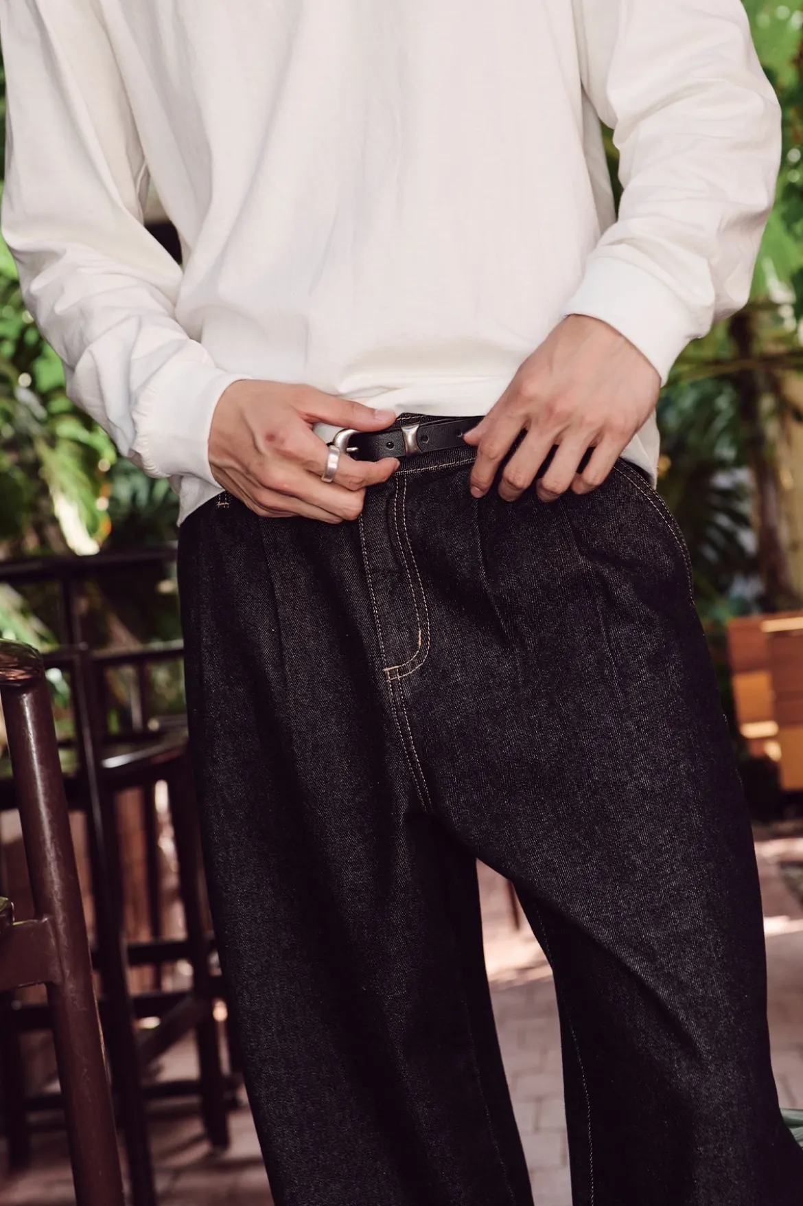 Blanco Pleated Baggy Jean Raw Indigo