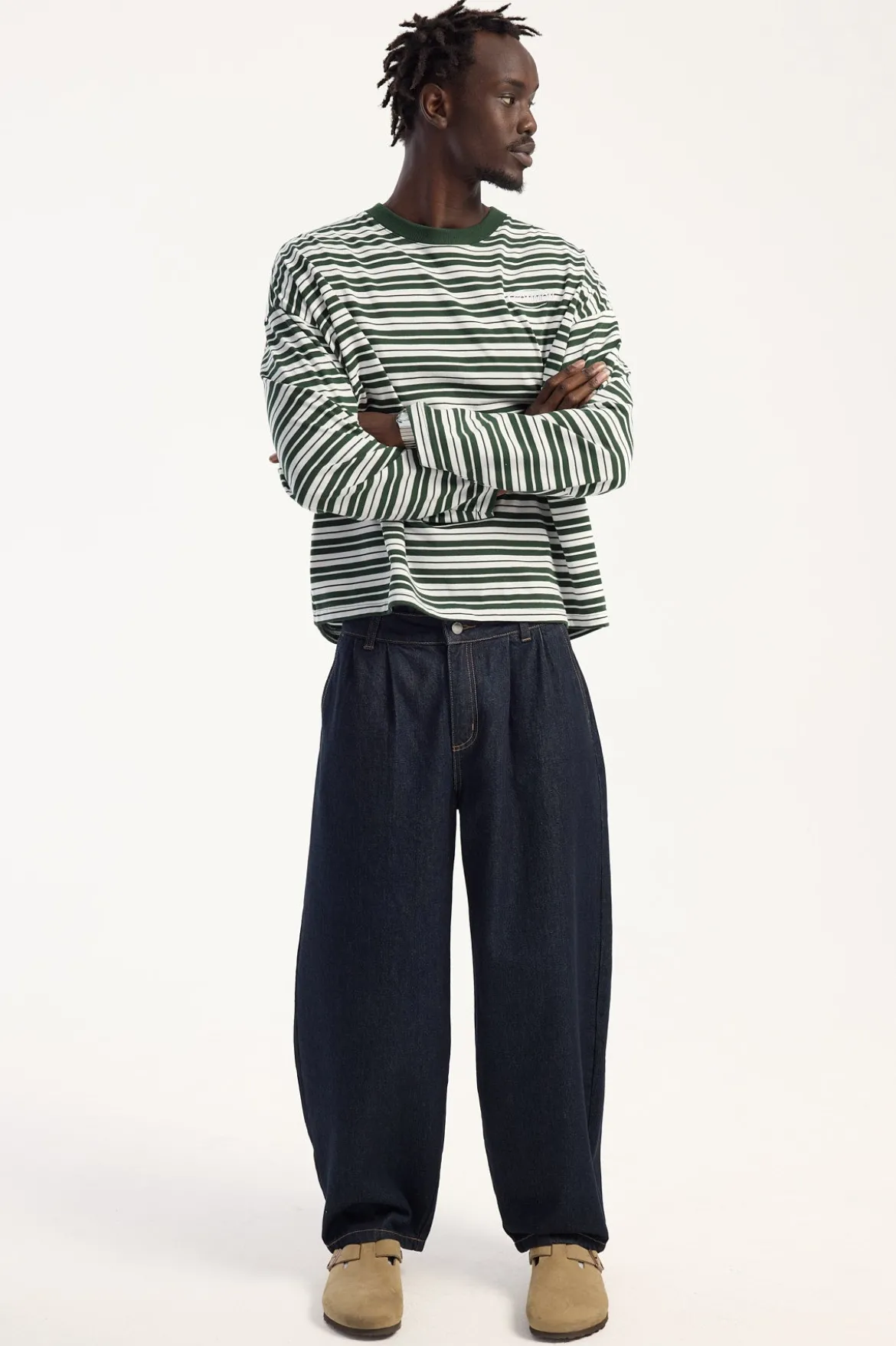Blanco Pleated Baggy Jean Raw Indigo