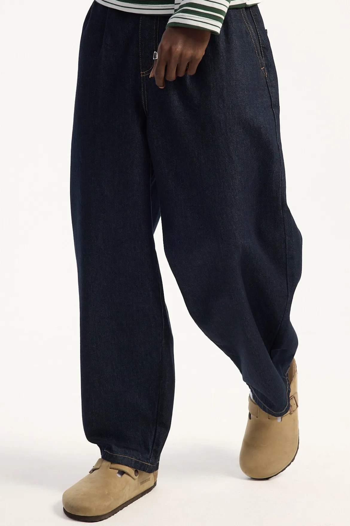 Blanco Pleated Baggy Jean Raw Indigo