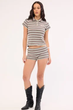 Blazed Stripe Booty Short Cream Multi Stripe