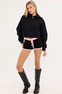 Blessed Intarsia Knit Mini Short Black