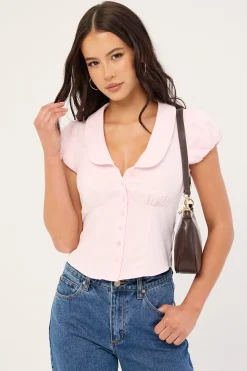 Bliana Short Sleeve Blouse Baby Pink
