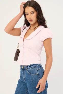 Bliana Short Sleeve Blouse Baby Pink