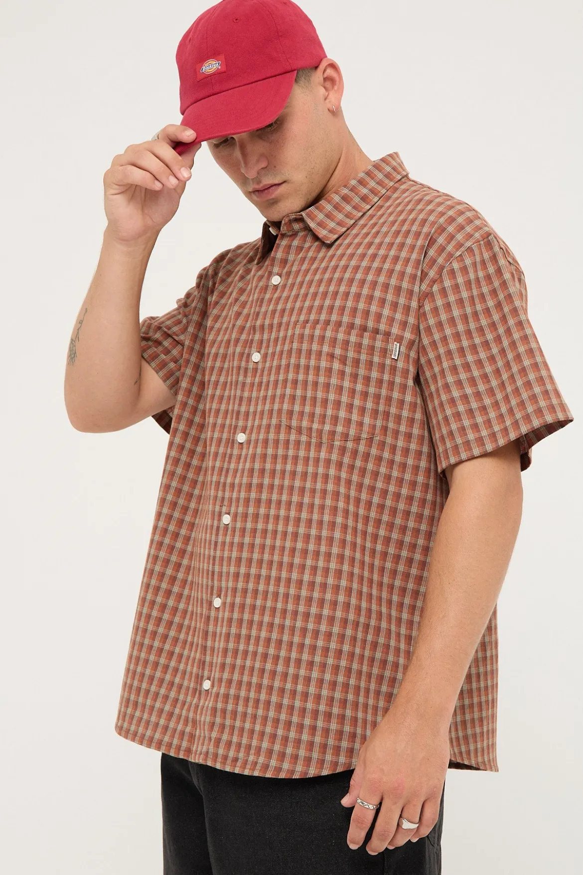 Block Check Summer SS Shirt Rust