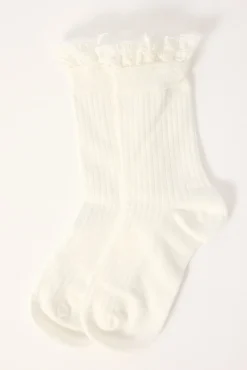 Bloom Frill Socks White